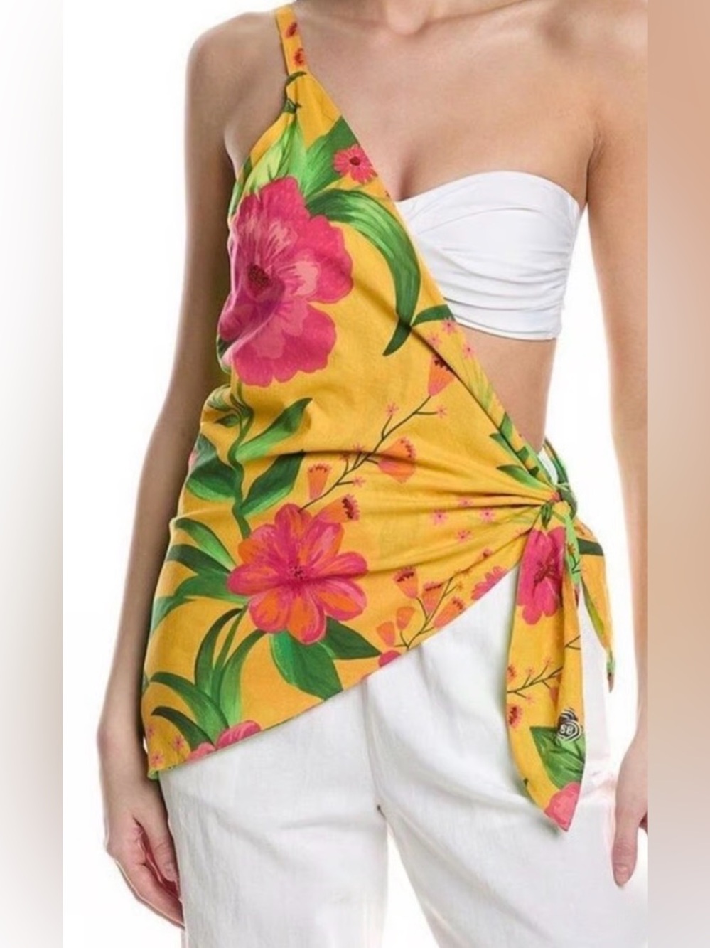 FARM Rio Pink and Yellow Tropical Floral Coverup Size XS Sku#4